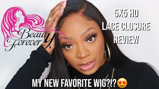 This Wig Is So Natural!! | Beauty Forever 5X5 Hd Lace Closure Review | Ashley Dionne