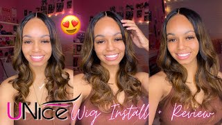 Best Affordable Wig On Amazon!! Unice Amazon Brown Balayage T-Part Wig Install + Review