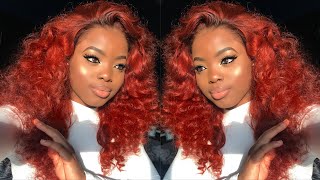 Diy Fiery Copper Lace Wig Transformation || Installing, Coloring & Styling Ft. Wowafrican