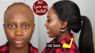 How To Install 360 Lace Frontal Wig + Back Application | Stocking Cap Method / No Glue