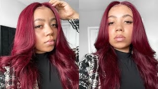 The Perfect Holiday Hair |Precolored 99J T-Part Wig Install Ft. Beauty Forever Hair | Updated Q&A