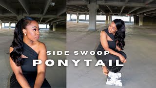 How To : Sleek Side Swoop High Ponytail Extension Ft Kadore Hair | Kathy Dorleans