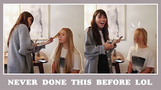 Giving My Friend Bangs - Cutting Hair For The First Time Lol // Unboxing Everlane Pieces!