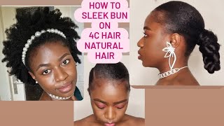 Sleek Low Bun Christmas  Hairstyle On 4C Hair. No Blowout/ No Heat #Christmashairstyle #4Chair