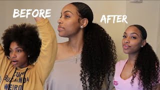 How To: Sleek Low Ponytail W/ Weave On Short Natural Hair