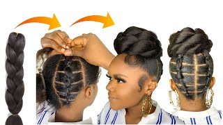 How To : Most Beautiful Updo Hairstyle Using Expression Braid Extension| Protective Hairstyle