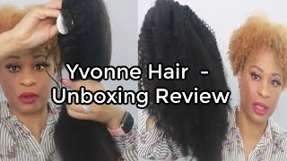 Unboxing Yvonne Hair Afro Kinky Curly Wig & Kinky Straight Drawstring Ponytail | Hywig.Com