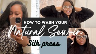 How To Wash Your Sew In Weave W/ Leave Out| How To Silk Press Your Leave Out For A Sleek Look