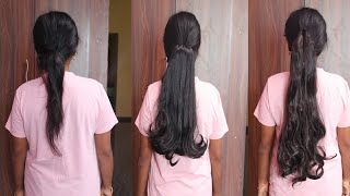 How To Attach Long Ponytail On Short Hair Tamil |  Ponytail Hair Extensions Fixing Method In Tamil