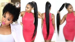 How To Do A Quick Weave Long Ponytail On Short Natural Hair!