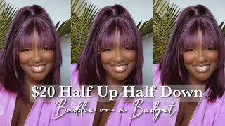$20 Half Up Half Down With Bangs | Baddie On A Budget | Mayde Beauty Hair