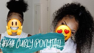 High Curly Ponytail Natural Hair Protective Hairstyle.