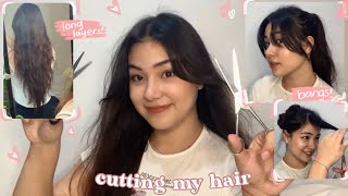 Cutting My Own Hair (Long Layers + Side Bangs)