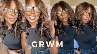 Full Grwm |  Spring Makeup + Curtain Bangs? | Soft Glam Makeup For Black Women | 2021