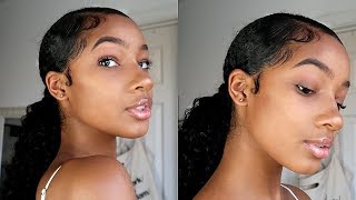 How To: Sleek Low Ponytail With Edges On Curly Natural Hair