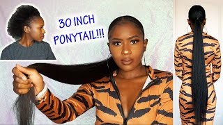 Afro To 30 Inch Sleek Ponytail On Short 4C Natural Hair!!! No Bobby Pins | Quick Weave Ponytail!!