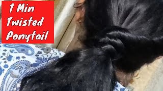 1 Min Everyday Quick & Easy Twist Ponytail Hairstyle For School ,Work//Easy Twisted Ponytail