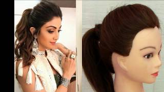 Easy Ponytail Hairstyle Inspired By Shilpa Shetti  \\ Ponytail With Front Puff Hairstyle  For Girl