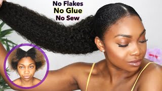 Diy Sleek Ponytail| 4C Natural Hair | No Glue | No Bobby Pins | Flake Free Method