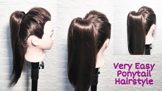Very Easy High Ponytail Hairstyle For Silky Hair!! Quick And Easy! Messy High Ponytail Styling!!