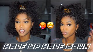 Half Up Half Down Curly Ponytail | *Affordable* Afsister Deep Curly Wig