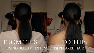 Sleek Ponytail Extension On Relaxed Hair| Bellami Extensions