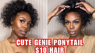 Curly Genie Ponytail| $10 Hair| No Glue|  Feat. Organique Hair