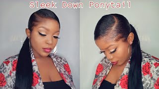 Side Part Sleek Down Ponytail Hairstyle| Cardi B Inspired Ponytail Hairstyle