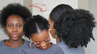 Slick Down Fluffy Ponytail On Short 4C Natural Hair | $5 Protective Style | Outre Springy Afro Twist