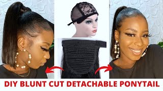 How To Make Detachable Ponytail Wig|| Affordable Blunt Cut Wig For Only $10 (₦4000)
