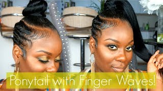 Easy Ponytail With Finger Waved Sides|Short Hair Tutorial!