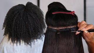 How To | Undetectable Tape In Extensions On Natural Hair | Diy Tape Ins 4C Hair