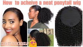 Learn Easy Steps To Make A Ponytail Wig//Diy Kinky Ponytail Wig//Drawstring Wig