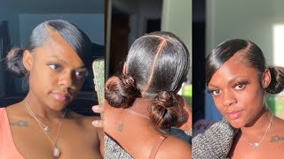 Swoop Ponytail With Two Low Buns