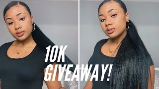10K Giveaway! How To: Easy $10 Sleek Ponytail Extension Wrap Around | Outre Ponytail | Samsbeauty