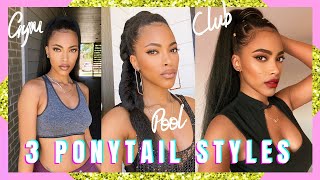 3 Ponytail Hairstyles For Natural Hair W/ Darling Kinky Straight Pony | Jasmine Defined
