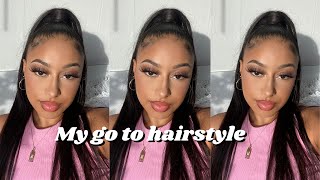 Updated Ponytail Tutorial With 2 Bundles For Curly Heads || 3B Hair Type