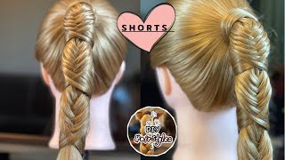  Ponytail Hairstyle With Fishtail Braid || Cute #Hairstyle For Little Girls || #Shorts #Diy