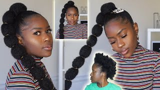 How To Do A Super Long Bubble Ponytail On Short 4C Natural Hair!!! Trendy Style|Mona B.