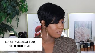 How To Add Extension To Pixie Cut/Short Hair| Add Bangs To Pixie Feat Dark & Lovely