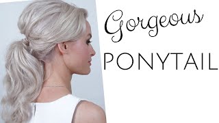 Soft Ponytail Hair Up Style, Bridal Hairstyle For Long Hair. Perfect Ponytail Wedding Hairstyle