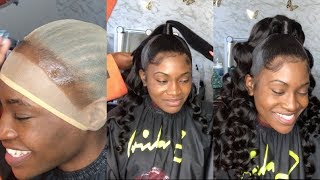 Half Up-Half Down Wig With Wand Curls | Perfect Cap Dark Skin | Melt | Yswigs.Com