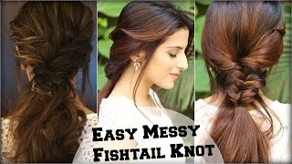 Easy Everyday Messy Fishtail Ponytail For School, College, Work/ Deepika Padukone/ Indian Hairstyles