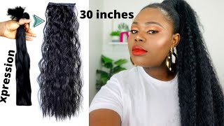 Amazing 30″ Wavy Ponytail Extension Using Expression Braiding Hair | Hairstyle For Short Hair |