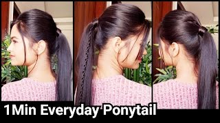 1 Min Ponytail With Puff//Summer Hairstyles For School/College/Work//Indian Hairstyles