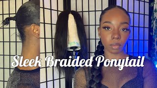 Sleek Long Braided Ponytail (On Short Hair)