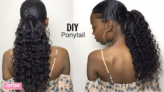 Super Easy How To: Diy Drawstring Ponytail | Part 1 | Aliexpress X-Elements Deep Wave Hair (No Glue)