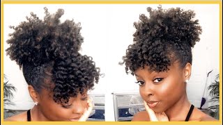 High Puff With Bangs On Natural Hair | W/ Creme Of Nature Aloe & Black Castor Oil Line