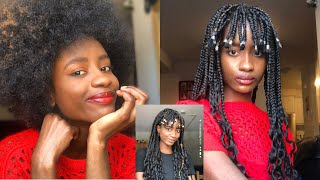 How To Do Box Braids With  Bangs(In No Order) Step By Step Process