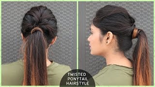 Messy Twisted Ponytail Hairstyle For College/School/Function